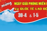 THÔNG BÁO NGHỈ LỄ 30/04 VÀ 01/05: