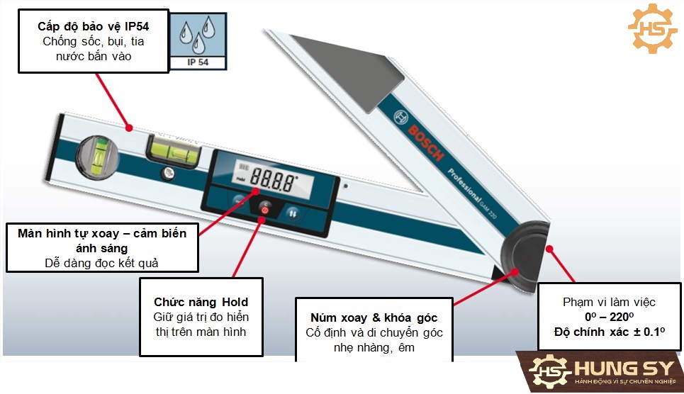 Thước đo góc kỹ thuật số Bosch GAM 220